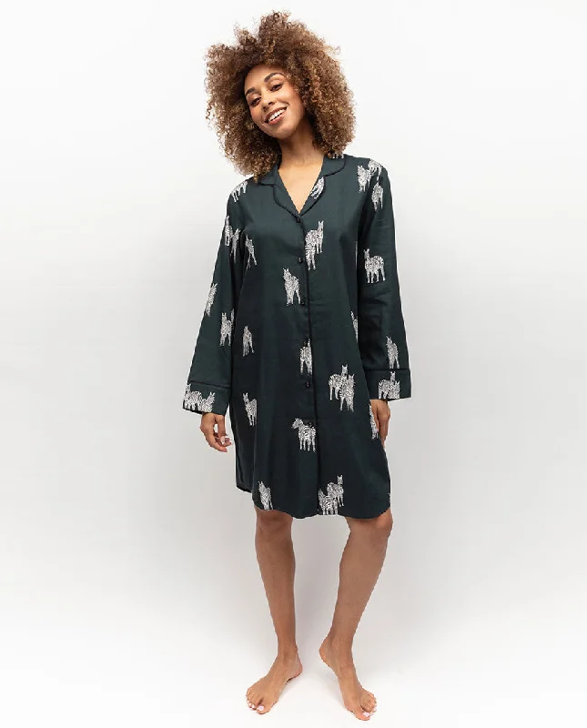 Blake Dark Green Zebra Print Nightshirt