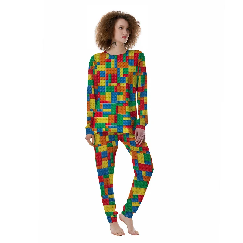 Building Blocks Colorful Plastic Print Women's Pajamas