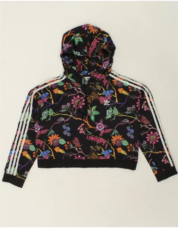 ADIDAS Womens Oversized Crop Hoodie Jumper UK 10 Small Multicoloured