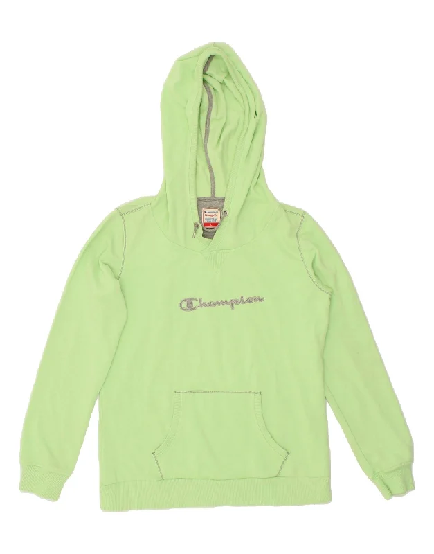 CHAMPION Womens Heritage Fit Graphic Hoodie Jumper UK 16 Large Green