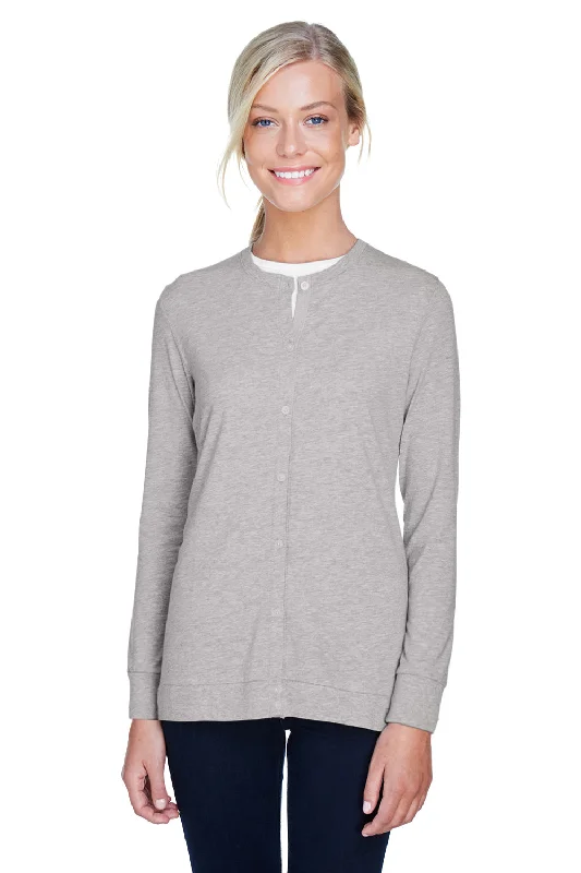 Devon & Jones Womens Perfect Fit Ribbon Cardigan Sweater - Heather Grey