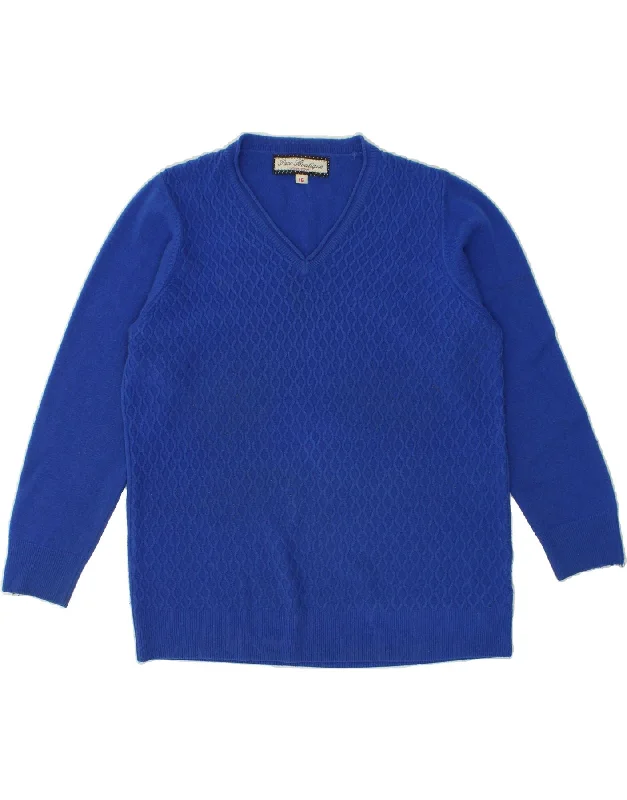 PACO Womens V-Neck Jumper Sweater UK 16 Large Blue Acrylic