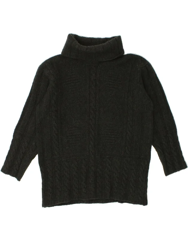 VINTAGE Womens Roll Neck Jumper Sweater UK 12 Medium Black Wool