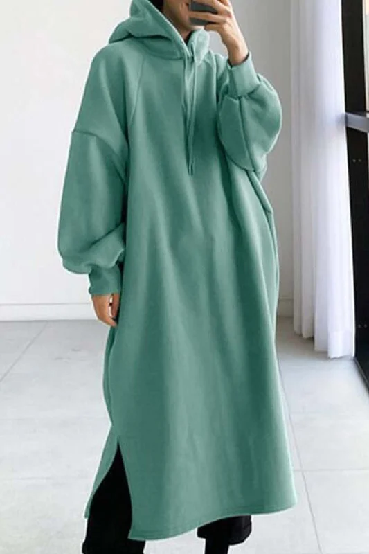 TastyHottie - Drop Shoulder Hooded Sweatshirt Dress