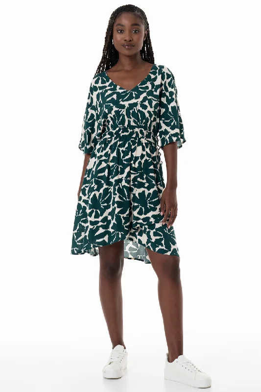 Printed Wrap Dress _ 152172 _ Green