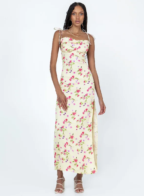 Arness Maxi Dress Yellow Floral