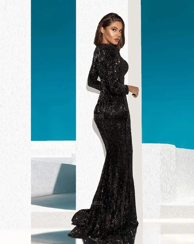 Elva Black Sequin Maxi Dress