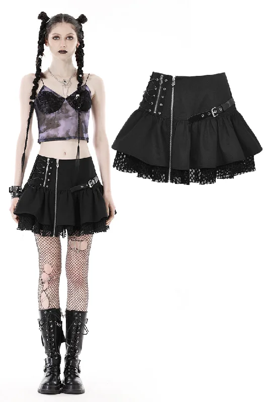 Punk asymmetrical zipper mini skirt KW291