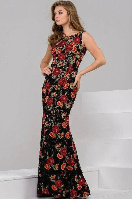 Jovani 50144 Colorful Floral Long Evening Gown