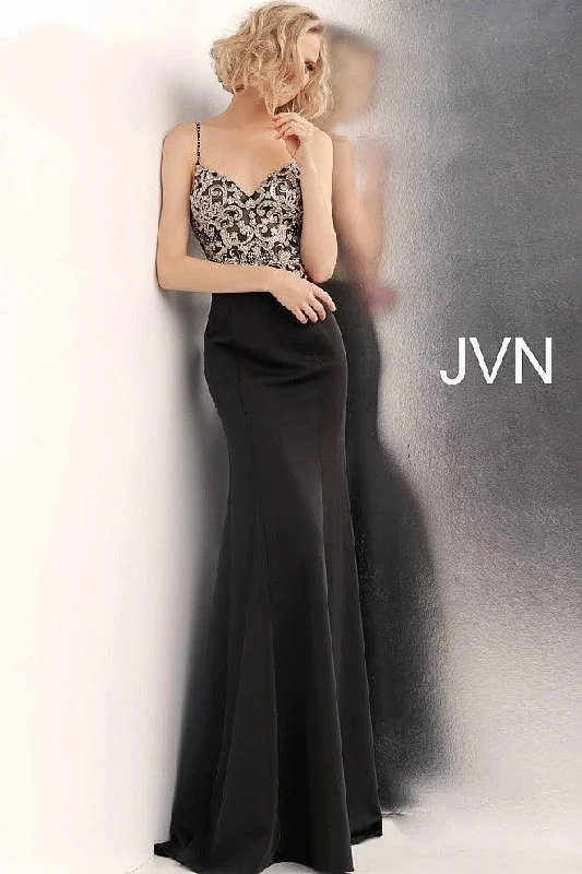 Jovani 66059 Waterfall Back Long Party Dress