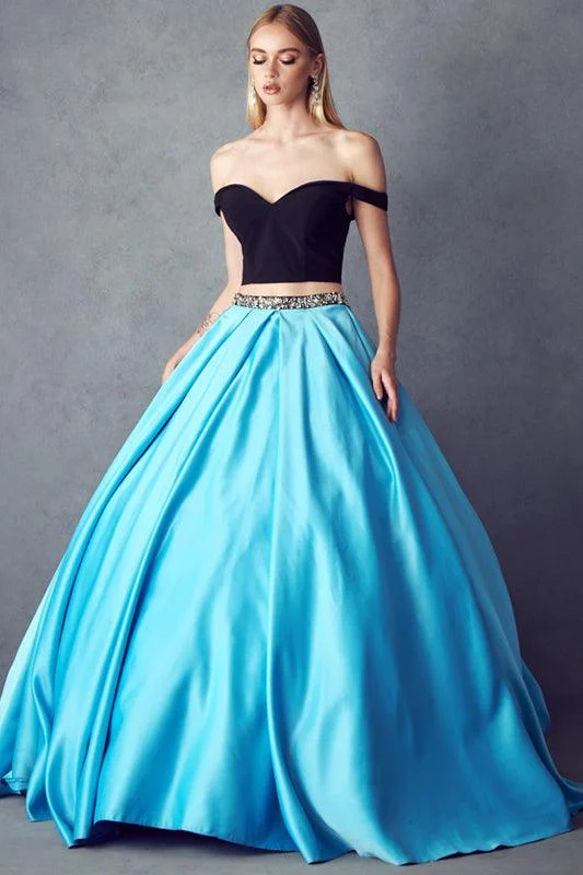 Quinceanera Long Off Shoulder Two Piece Ball Gown