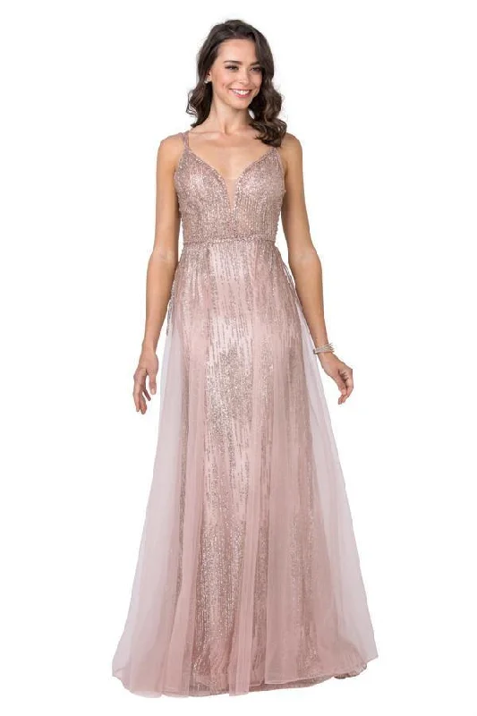 Long Prom Formal Glitter Embellished Evening Dress