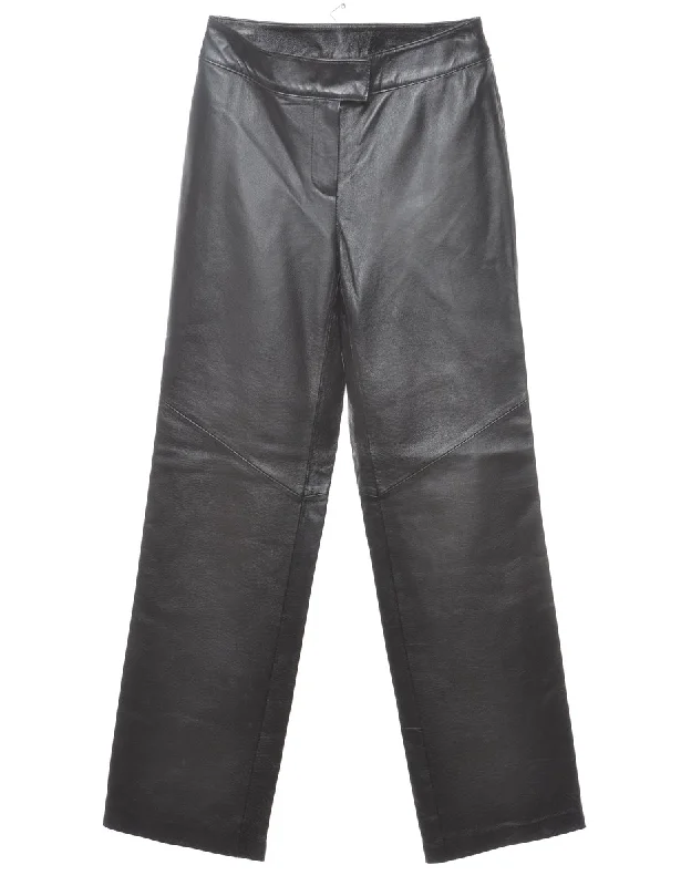 Black Leather Trousers - W26 L32