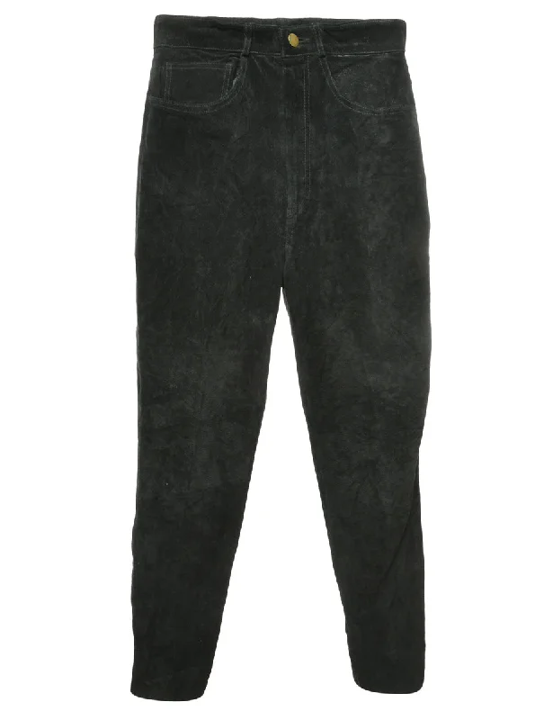 Black Suede Trousers - W28 L31