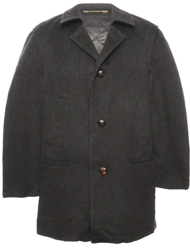 Black Wool Coat - L