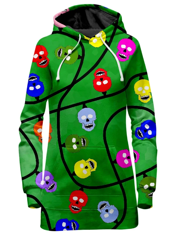 Christmas Skulls Green Hoodie Dress