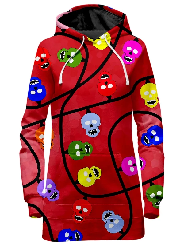 Christmas Skulls Red Hoodie Dress