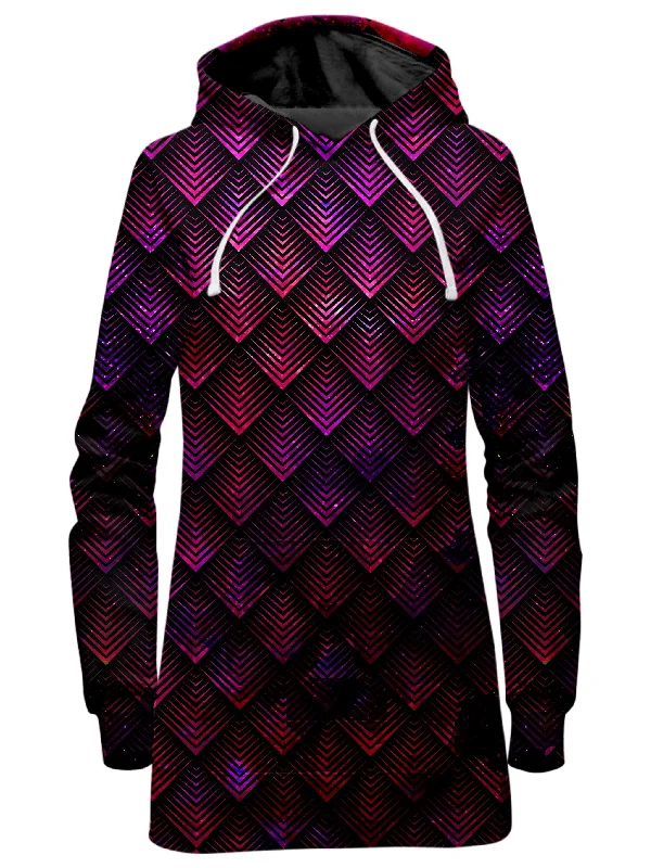 Galactic Dragon Scale Pink Hoodie Dress