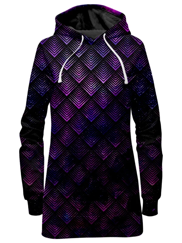 Galactic Dragon Scale Purple Hoodie Dress