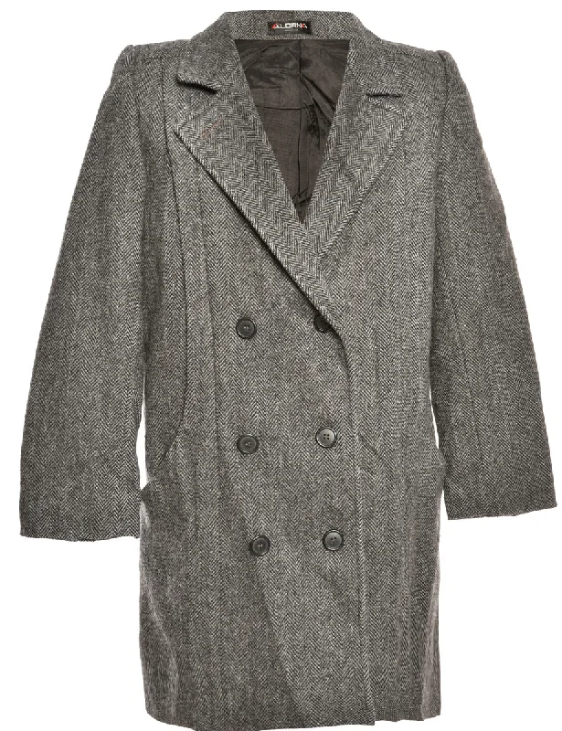 Herringbone Wool Coat - M