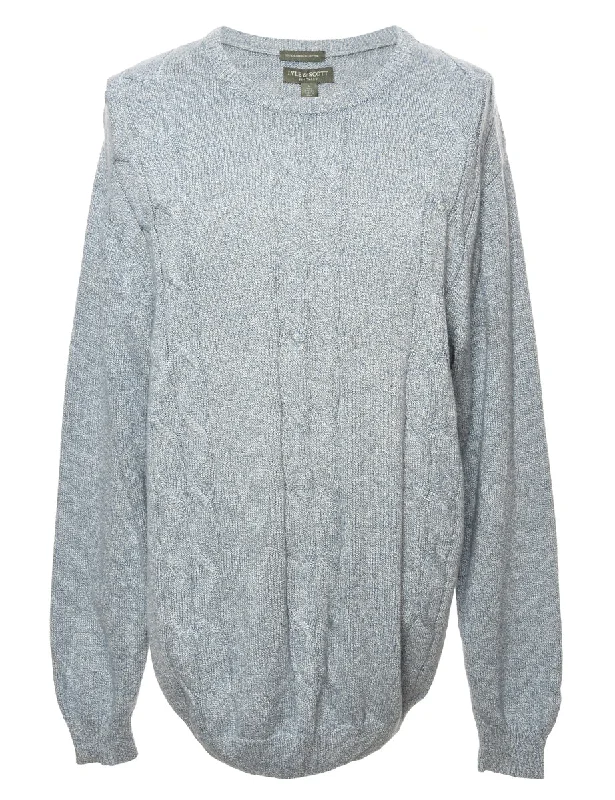 Light Blue Cable Knit Jumper - L