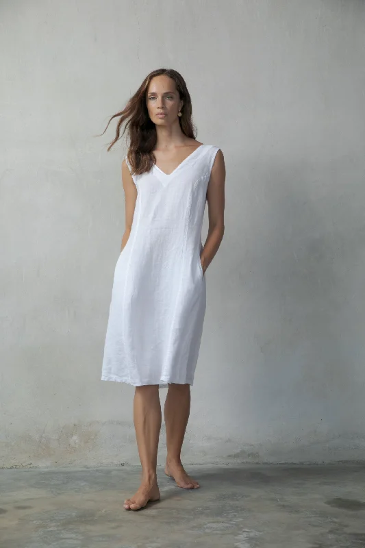 L'origami Linen Slip Dress White