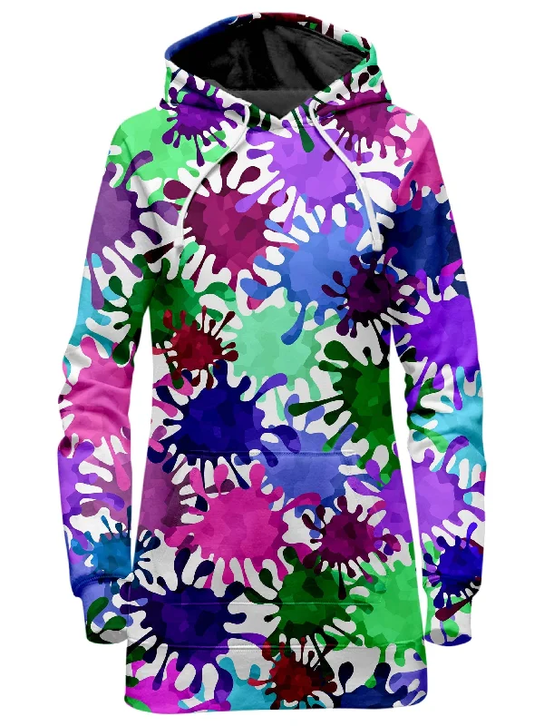 Neon Paint Splatter Hoodie Dress