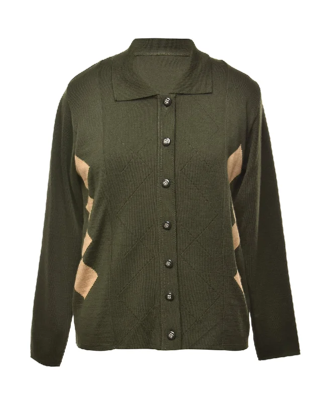 Olive Green Cardigan - L