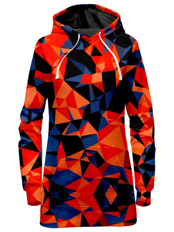 Orange and Black Geo Hoodie Dress