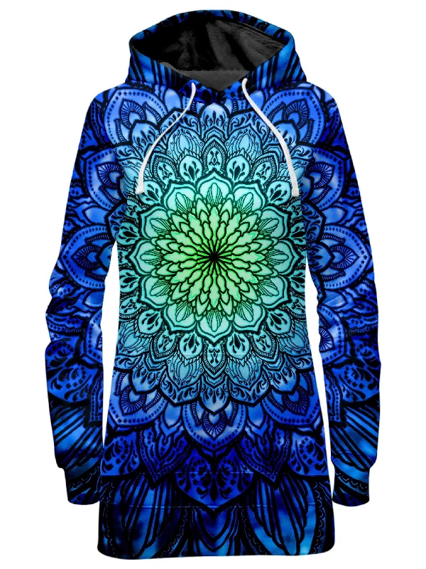 Ornate Mandala Blue Hoodie Dress