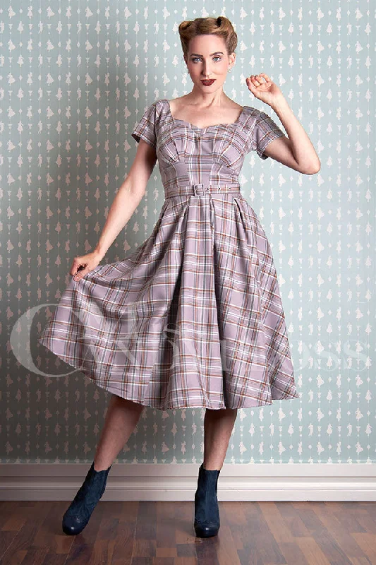 Phoebe-Wisteria Tartan swing dress by Miss Candyfloss