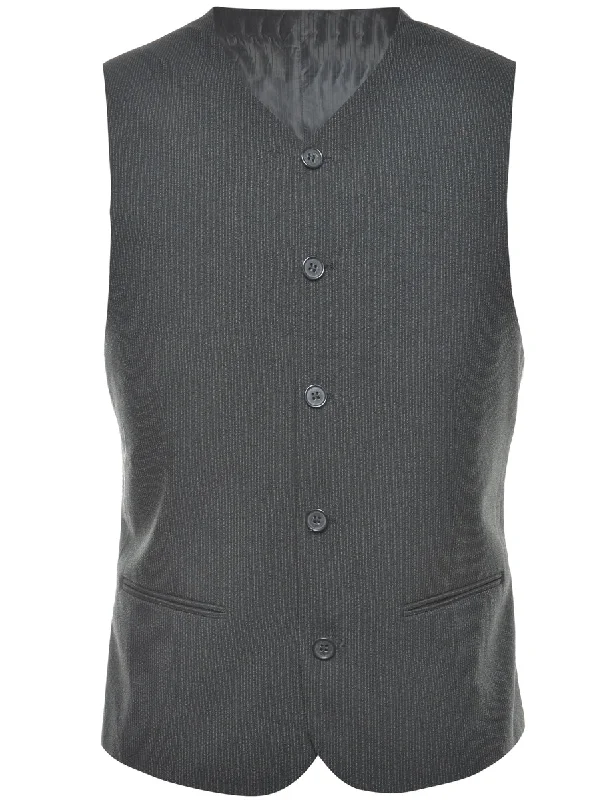 Pinstriped Black Waistcoat - M