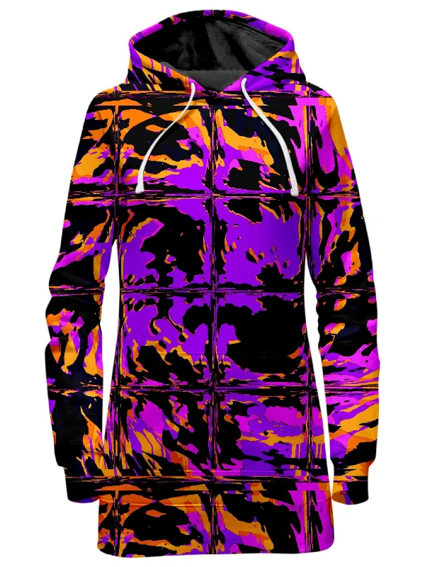 Purple Blackout Rave Glitch Hoodie Dress