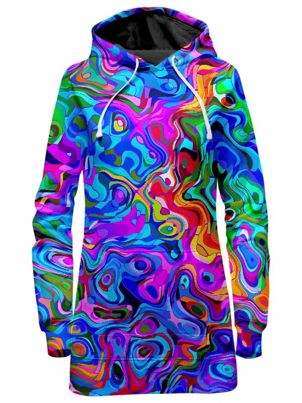 Rainbow Waves Hoodie Dress