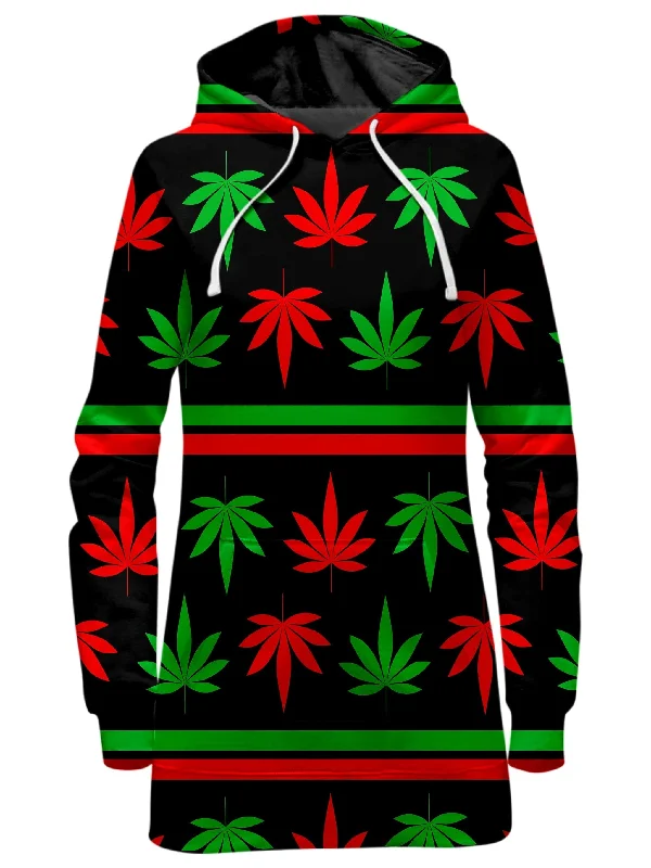 Red And Green Festive Bud Hoodie Dress