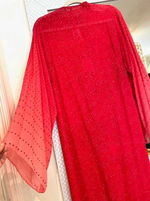 Ombre Red beaded Gown by Neiman Marcus