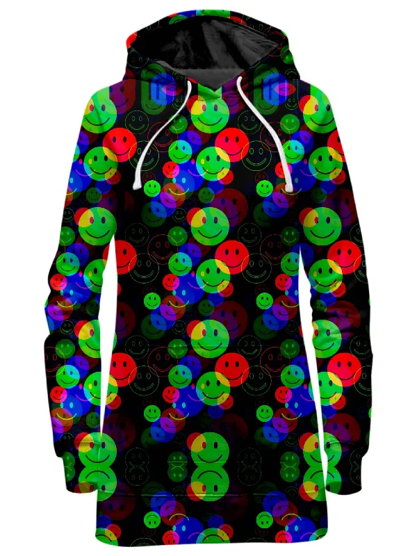 RGB Smile Glitch Hoodie Dress