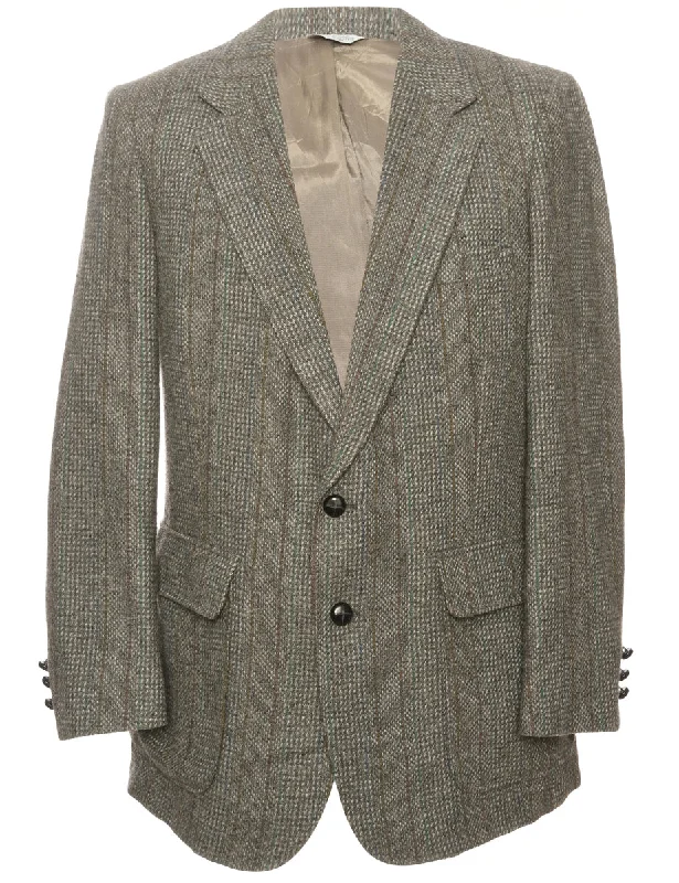 Single Breasted Wool Blend Classic Grey Blazer - M