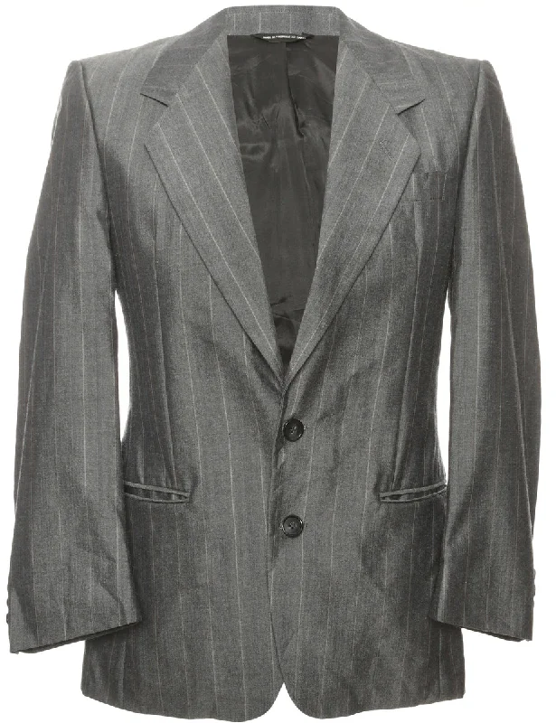 Striped Grey & White Blazer - M