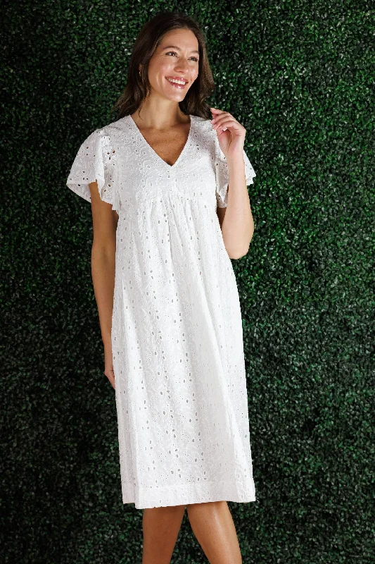 The Avis Dress in White Eyelet