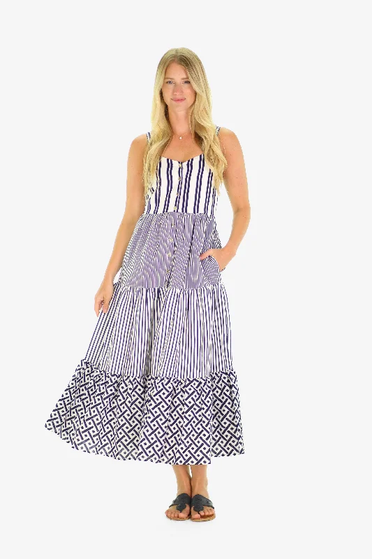 The Duxbury Dress in Summer Navy Mix