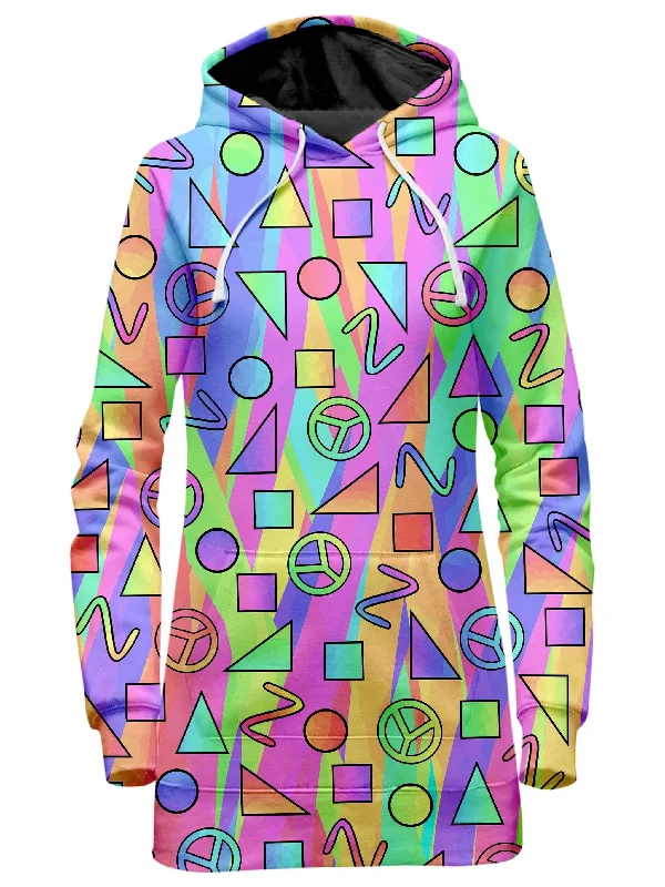 Trippy Retro Peace Signs Hoodie Dress