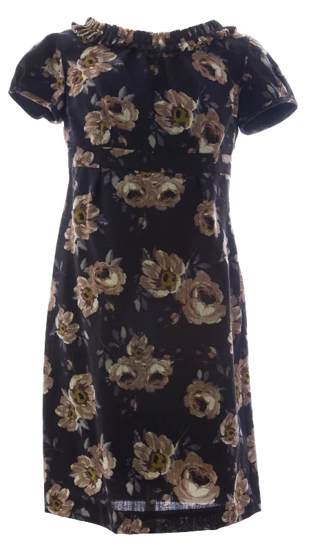 BODEN Women's Black Floral Print Wool Shift Dress WH304 US Sz 6P $188 NWOT