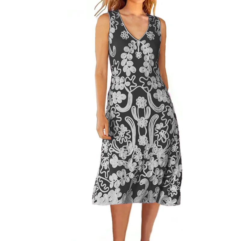 Women Fashion Casual Printed Sleeveless Dress