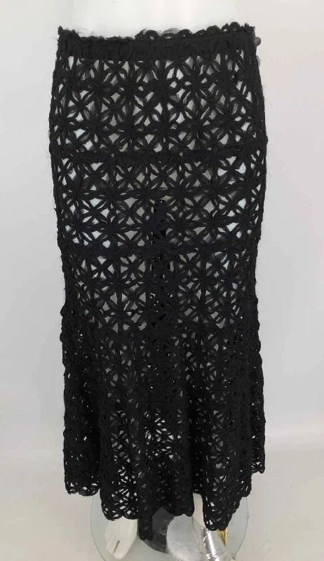 DONNA KARAN Black 98% Silk Open Weave Maxi Length Size 6  (S) Skirt