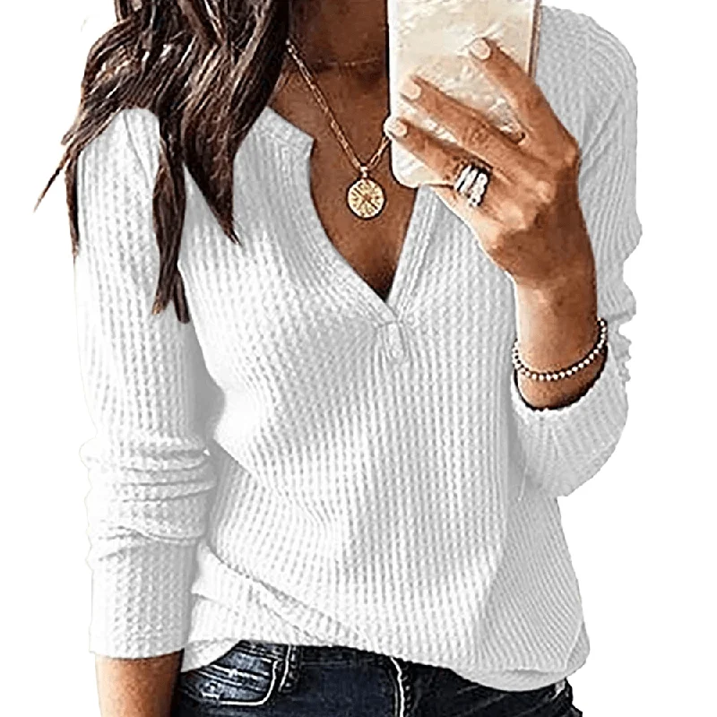 Women‘s V-Neck Long Sleeve Tops