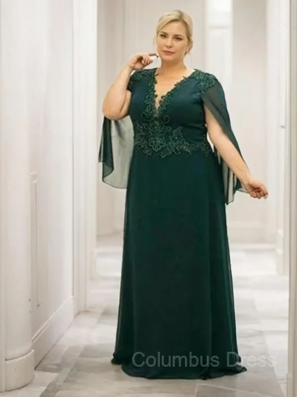 A-Line/Princess V-neck Floor-Length 30D Chiffon Mother of the Bride Dresses With Appliques Lace outfit