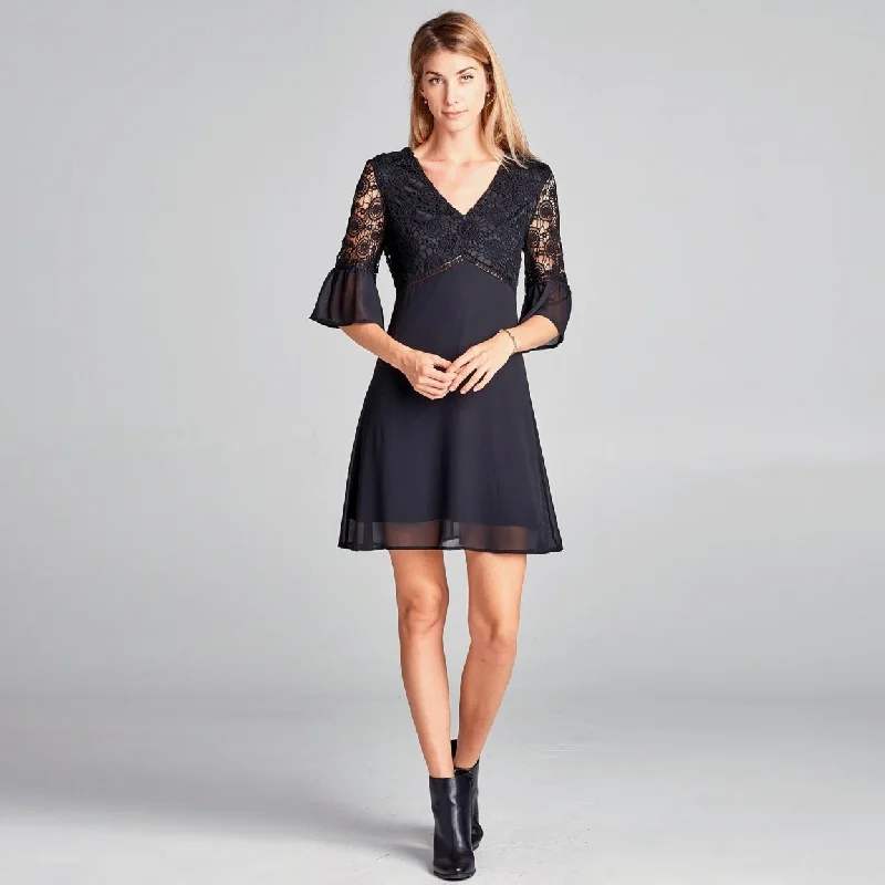 Bell Sleeve Medallion Lace Dress