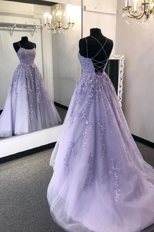 Gorgeous Backless Purple Lace Long 2024 Open Back Purple Purple Lace Purple Corset Prom Dresses outfit