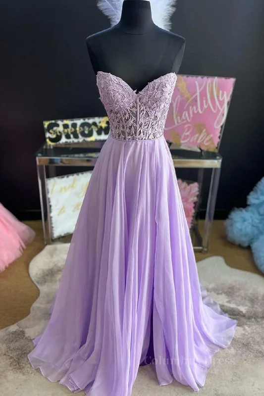 Strapless Purple Tulle Lace Long Corset Prom Dress, Lavender Lace Corset Formal Dress, Purple Evening Dress outfit